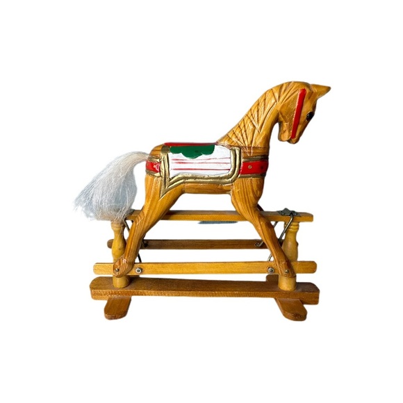 Classic Brown and Red Rocking Horse with Wooden Finish - Picture 1 of 3